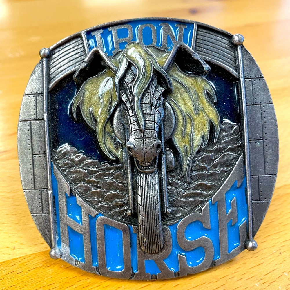VTG Bergamot Iron Horse Motorcycle Multi-Color Belt Buckle Tanside Dragon Design